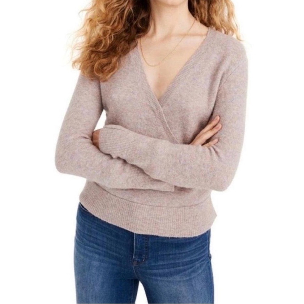 Madewell Women's Lavender Purple Wrap-Front Pullover Cotton Sweater Size 2X